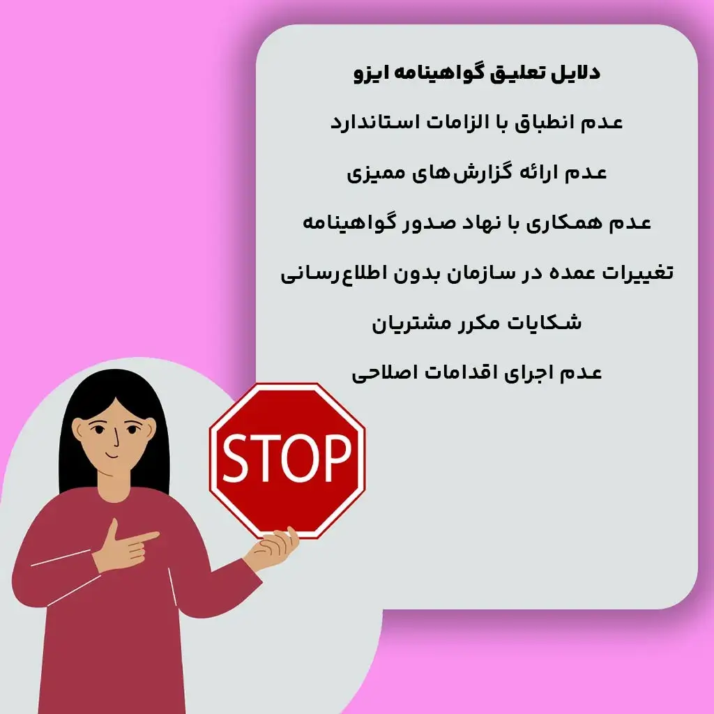 دلایل تعلیق گواهینامه ایزو