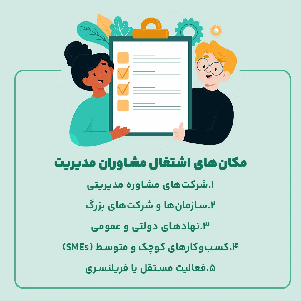 مکان‌های اشتغال مشاوران مدیریت